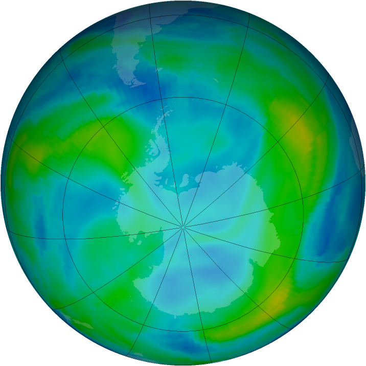 Antarctic ozone map for 10 July 1997